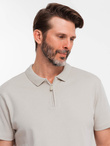 Men's polo shirt with zippered collar - ash V2 OM-POSS-0132