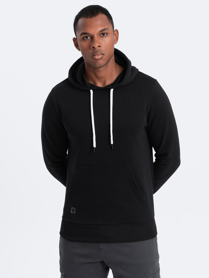 Men's non-stretch hoodie - black V1 OM-SSBN-0120