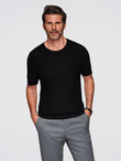 Men's structured knitted t-shirt - black V3 OM-TSCT-0253