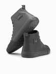 Men's high-top sneakers with decorative toe - gray V2 OM-FOTH-0157