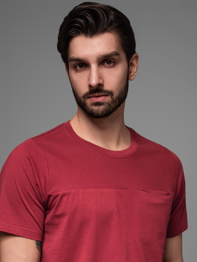 LOOSE FIT men's t-shirt with pocket - red V3 OM-TSCT-0171 