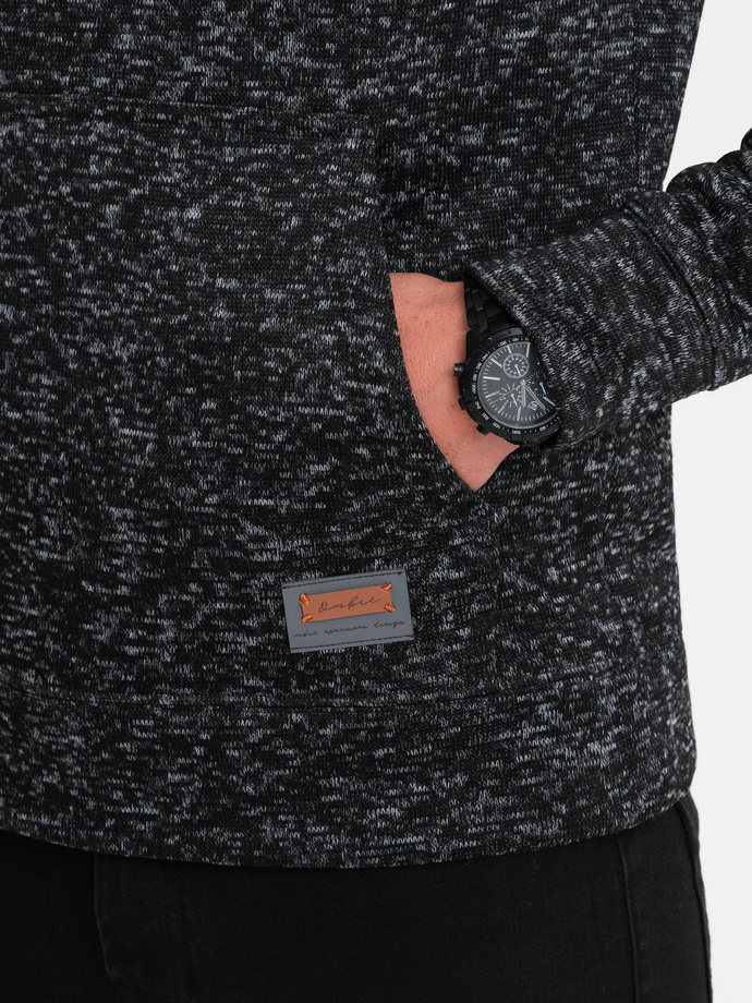 Men's non-stretch kangaroo hooded sweatshirt - graphite melange V2 B1675