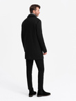 Men's single-breasted patterned coat with pockets - black V2 OM-COWC-0108