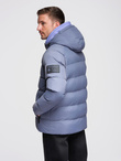 Warmed quilted men's jacket with raglan sleeves - extinguished purple V6 OM-JAHP-0302