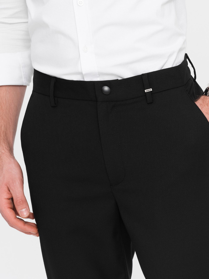 Men's REGULAR FIT chino pants with elastic waistband - black V4 OM-PACP-0157