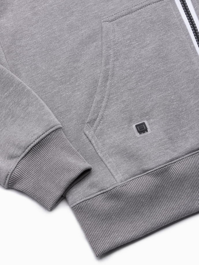 Bluza męska rozpinana z kapturem BASIC - szary melanż V7 B977