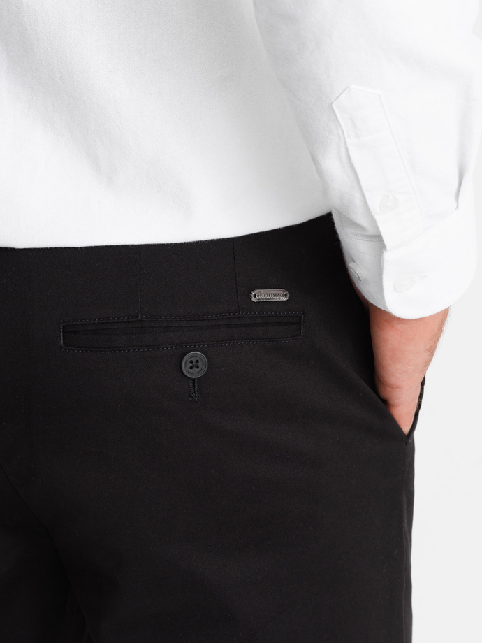 Jednolite męskie spodnie chinosy SLIM FIT – czarne V5 OM-PACP-0183