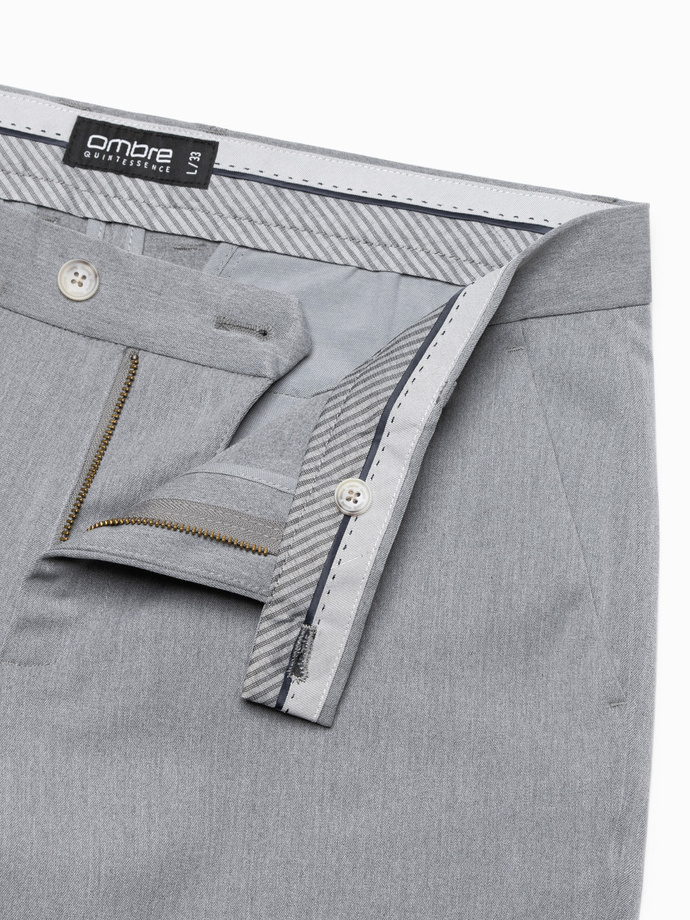 Eleganckie męskie spodnie chino SLIM FIT - jasnoszare V1 OM-PACP-0191