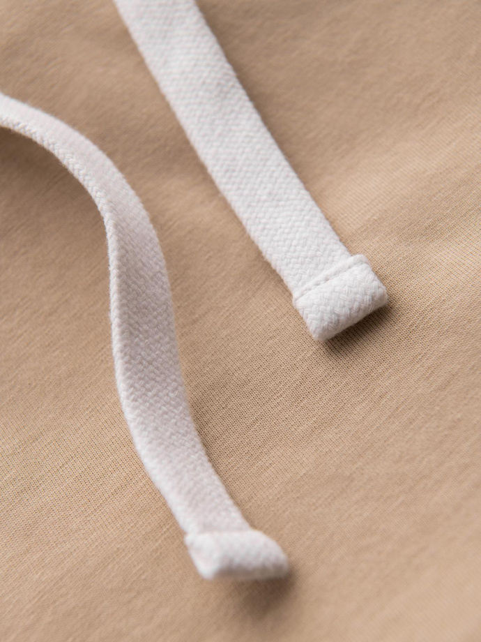 Men's hooded cotton t-shirt - beige V5 OM-TSCT-0256