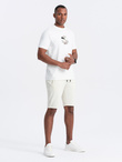 Men's pre-knee BASIC sweat shorts - cream V5 OM-SRBS-0149 