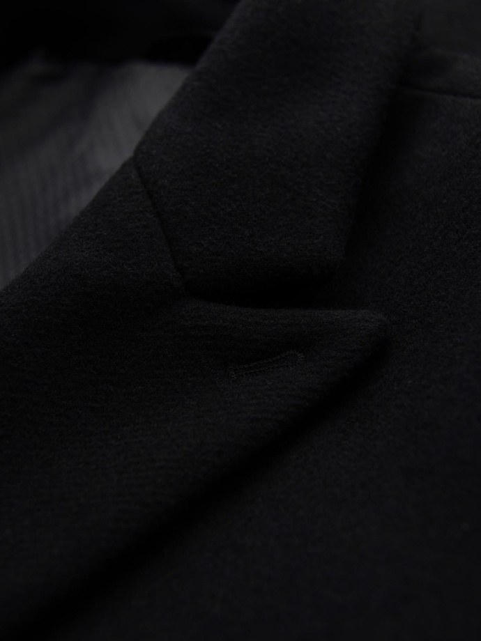 Men's coat with asymmetrical fastening and high collar - light brown V4 OM-COWC-0120