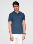 BASIC men's single color pique knit polo shirt - dark blue V13 OM-POBS-0100