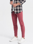 Spodnie męskie jeansowe o kroju SLIM FIT - czerwone V7 P1058