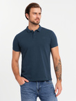 Komplet męskich t-shirtów bawełnianych polo BASIC – granatowy/biały/czerwony V3 OM-POBS-0133