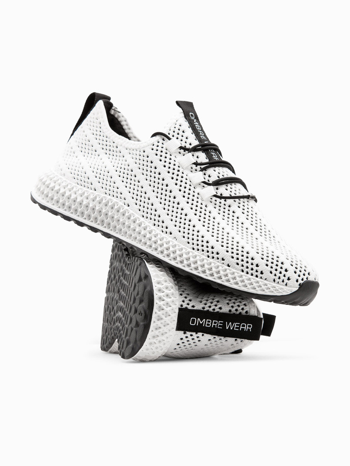 Men's mesh slip-on sneakers shoes - white V7 OM-FOKS-0117