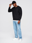 Men's RELAXED FIT sweatshirt with embossed letters - black V1 OM-SSNZ-0164