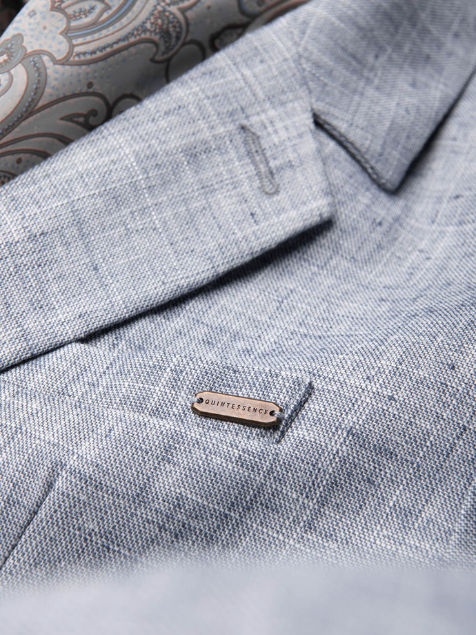 Men's REGULAR cut jacket with linen - light blue V3 OM-BLZB-0128