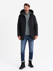 Długa sezonowa męska kurtka w stylu outdoorowym – czarna V1 OM-JALJ-0202