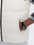 Men's contrast quilted sleeveless shirt - cream V1 OM-JAVJ-0161