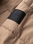 Men's quilted long jacket with detachable hood - beige V2 OM-JALJ-0190