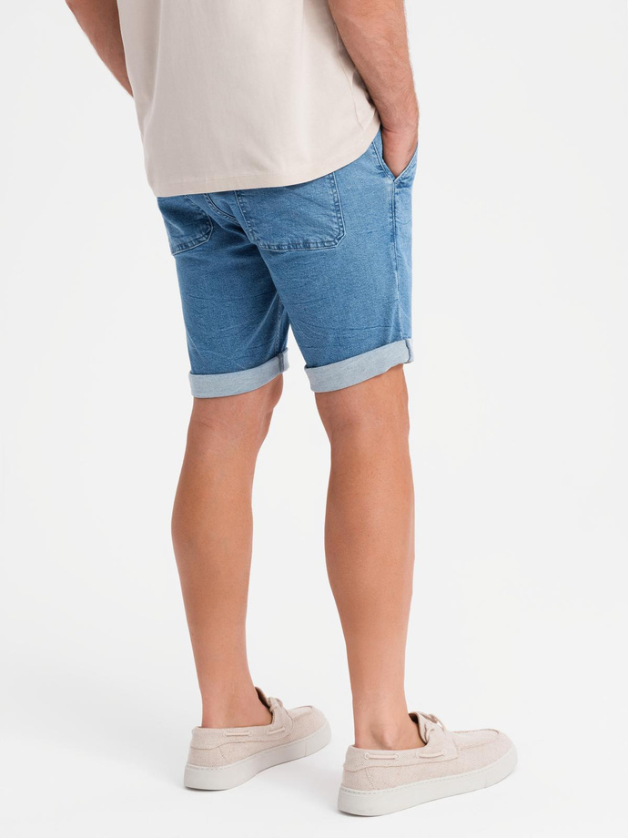 Men's denim shorts with rolled up leg - light blue V1 OM-SRDS-0161 