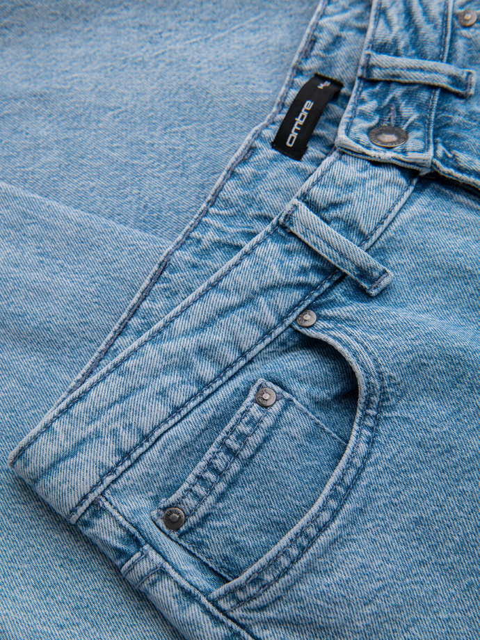Marmurkowe męskie spodnie jeansowe CARROT FIT – jasnoniebieskie V1 OM-PADP-0225