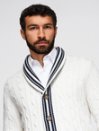 Knitted monochrome men's viscose cardigan - navy blue V1 OM-SWCD-0126