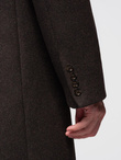 Men's coat with asymmetrical fastening and high collar - light brown V4 OM-COWC-0120