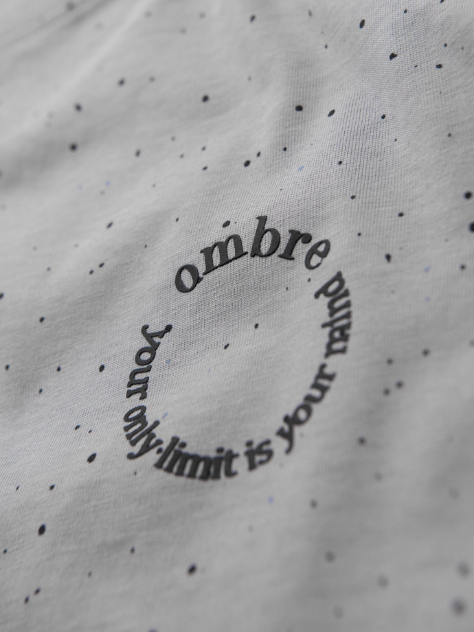 Men's printed cotton T-shirt with round neckline - light grey V8 OM-TSFP-0186