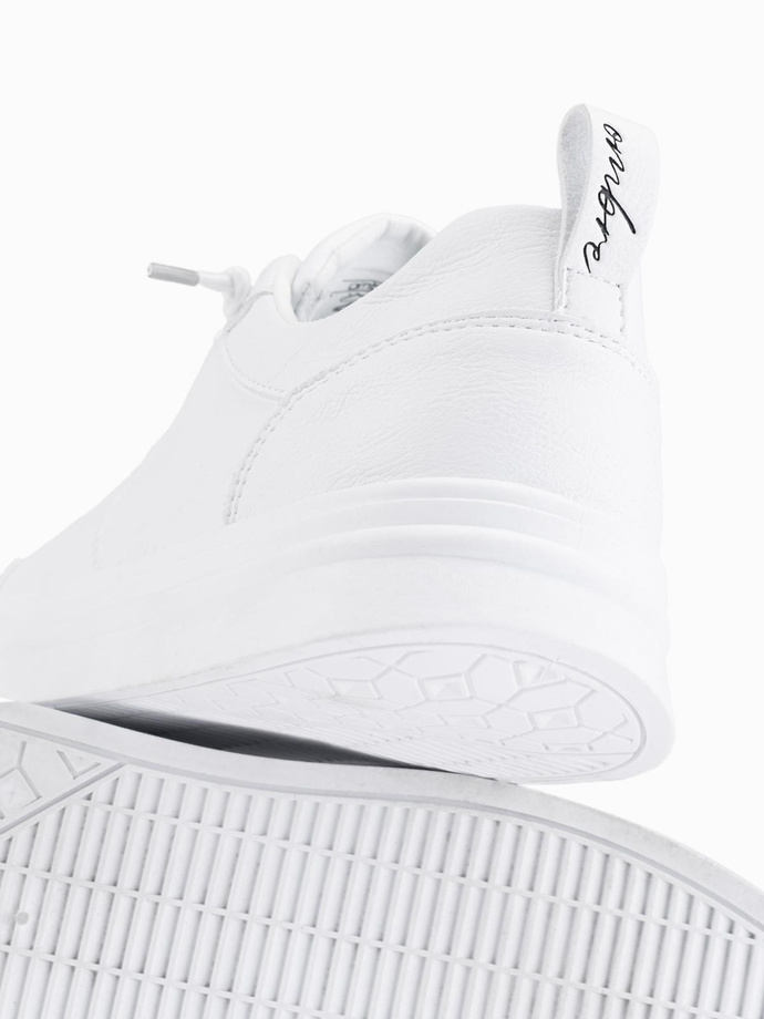 Monochromatyczne męskie buty w stylu sportowym z przeszyciami – białe V1 OM-FOCS-0159