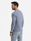 Men's waffle weave cotton longsleeve with pocket - blue denim V8 OM-LSCL-0109