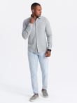 Męska koszula dzianinowa SLIM FIT z długim rękawem – szara V5 OM-SHCS-0177