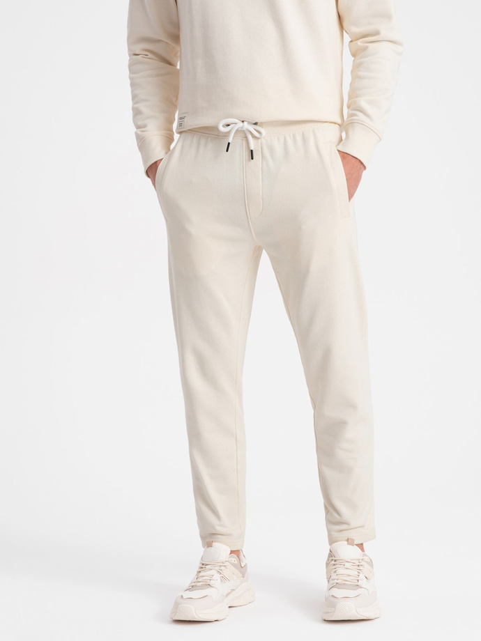 Męski dresowy komplet bluza + spodnie – kremowy V11 Z78