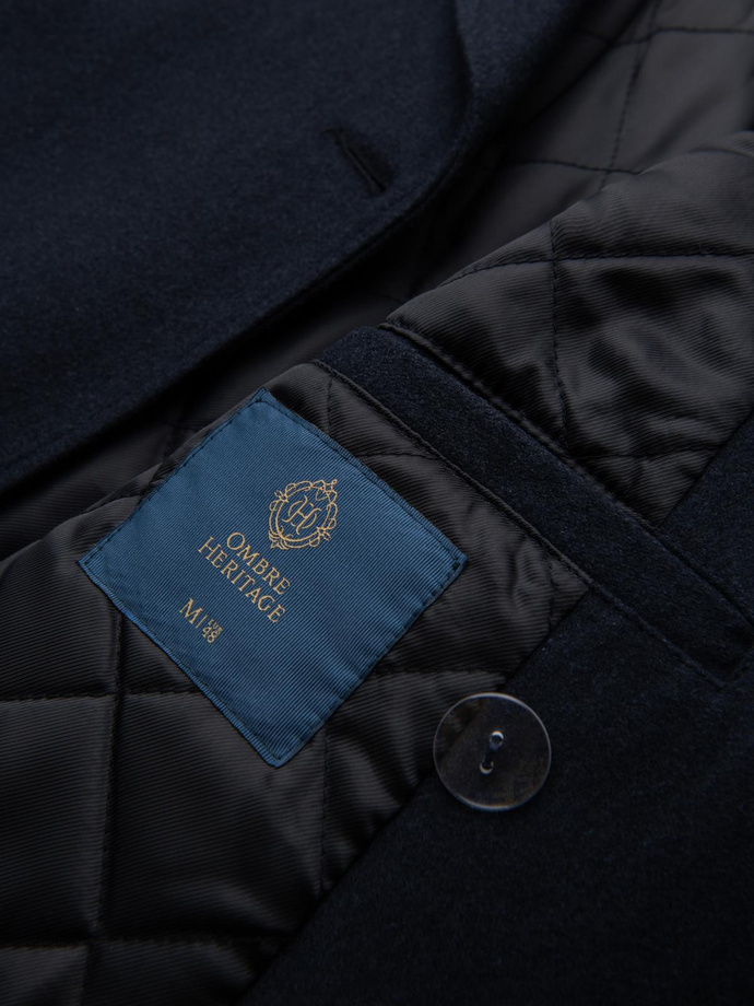 Men's insulated coat with hood and concealed zipper - black V1 OM-COWC-0110
