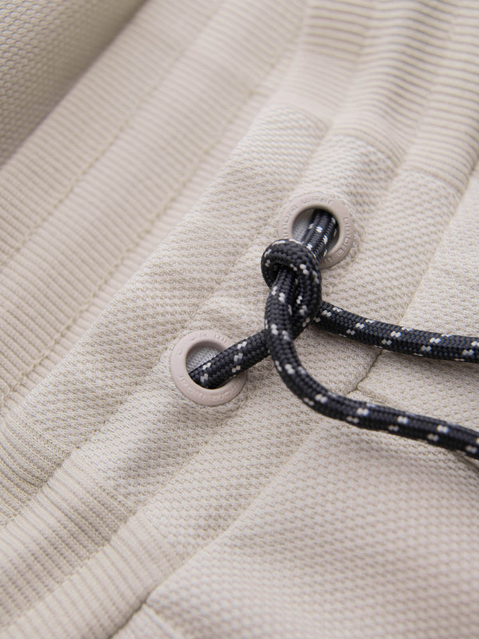 Men's structured knit sweatpants - light beige V1 OM-PASK-0211