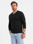 Men's unprinted longsleeve with a crew neckline - black V6 OM-LSBL-0108