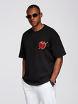 Men's cotton T-shirt with jewelry applique on chest - black V1 OM-TSCT-0290