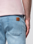 Men's JOGGERS denim pants with wash effect - light blue V1 OM-PADJ-0267