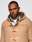 Men's insulated coat with hood and concealed zipper - black V1 OM-COWC-0110
