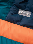 Sportowa kolorowa kurtka męska w stylu retro – granatowo-pomarańczowa V3 OM-JALP-0175