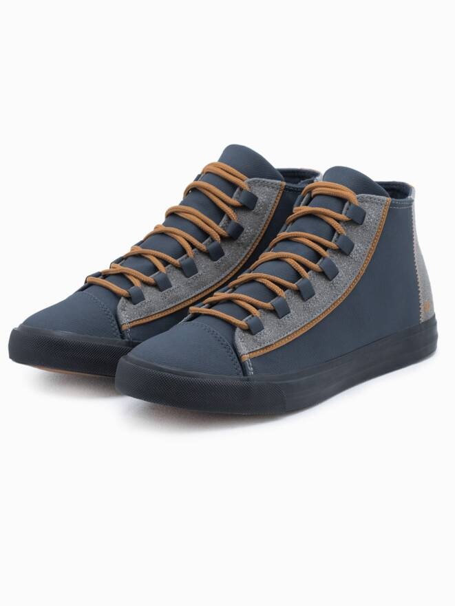 Męskie buty trampki z kontrastującymi elementami - granatowe V2 OM-FOTH-0140