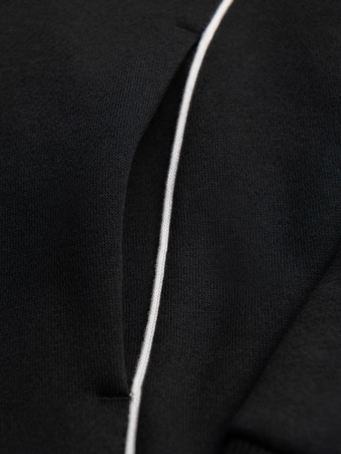 Unbuttoned men's sweatshirt with stand-up collar and hood - black V1 OM-SSZP-0216