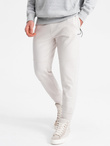 Men's sweatpants joggers on elastic with stitching - white V4 OM-PASK-0142