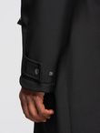 Men's faux leather jacket with ribbed bottom hem - black V2 OM-JAFL-0109