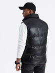 Men's quilted sleeveless glossy - black V1 OM-JAVJ-0113