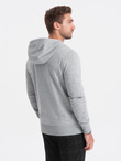 Bluza męska rozpinana z kapturem - szary melanż V2 OM-SSZP-22SS-010
