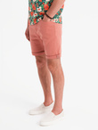 Men's denim classic shorts with rolled up leg - coral V6 OM-SRDS-0162