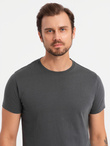 BASIC men's cotton shirt set with round neckline - white/graphite/blue denim V8 OM-TSBS-0232