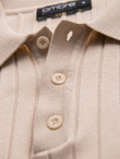 Męska koszulka polo z wiskozą SLIM FIT w pionowy prążek – beżowa V2 OM-POSS-0143
