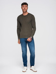 Classic men's sweater with round neckline - black V2 OM-SWBS-0106